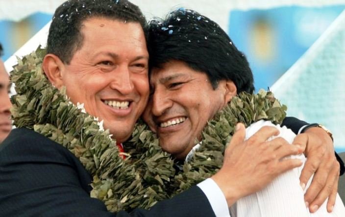 Уго Чавес и его друг и соратник президент Боливии Эво Моралес